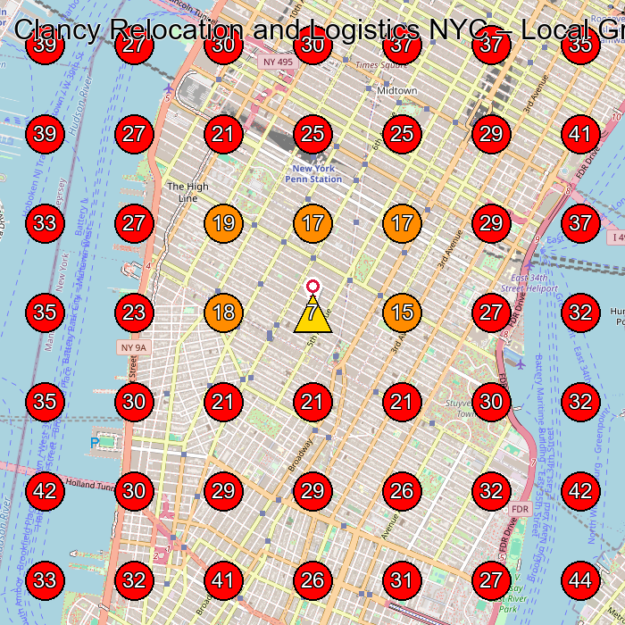 Clancy Relocation and Logistics NYC GeoGrid visibility map for Moving Company in New York